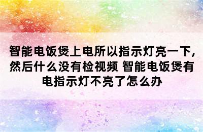 智能电饭煲上电所以指示灯亮一下,然后什么没有检视频 智能电饭煲有电指示灯不亮了怎么办